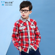 Knight Belle pure cotton boy shirt Korean version tide children plaid shirt CUHK Scout 2022 Fall dress new