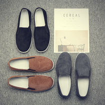  Fashion black middle-aged and elderly striped single shoes casual work low-top cloth shoes old Beijing flat heel set foot lazy shoes