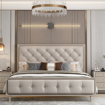 American light luxury full solid wood bed 1 8 m 1 5 m double log bed modern minimalist Eurostyle bedroom furniture wedding bed