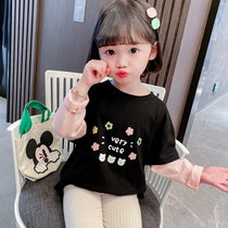 Girls Spring and Autumn long sleeve fake Two T-shirt 2021 new childrens coat Korean version 6 foreign style 1-3 years old 5 baby autumn clothes