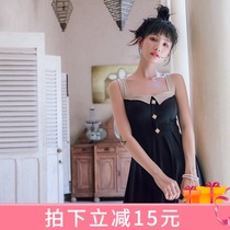 New Korean swimwear woman one-piece dress Slim Conservative Shade Retro Teenage Girl Bubble Spa Split Holiday Swimsuit