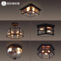 Designers lamp American retro Creative Restaurant Bar Cafe industrial wind aisle wrought iron glass ceiling light