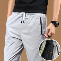 Casual pants mens straight loose pants summer thin paratrooper sports pants trend all-match night running pants breathable