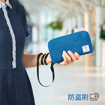 Travel passport card bag ticket holder RFID anti-theft wallet close neck certificate bag multi-function hand bag