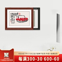 New Chinese hydraulic meter box decoration painting non-perforated solid wood restaurant switch box decoration cover box hanging painting customization