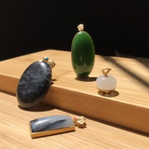 (Support re-inspection) Xishi Xinjiang Hetian Jade gold inlaid jade pendant white jade pendant accessories can be identified