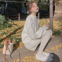 White sweater women loose autumn wear 2021 new autumn winter very fairy laziness ins sweater thickened