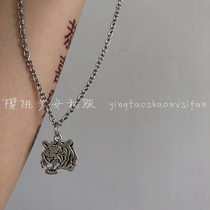 ins Net red with chain necklace hipster Harajuku tiger head neck chain hiphop Street Hip Hop couple