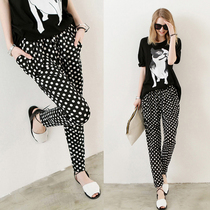 South Korea summer Polo Flower pants thin loose radish pants slim Joker pants women