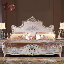 fp classical furniture Baroque carved French painted solid wood European-style bed Gold leaf double bed Princess bed 1 8 meters