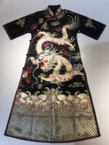  Cloud decoration totem original design womens robe old embroidery plate Golden Dragon double-sided embroidery Chinese stand-up collar oblique lapel atmospheric robe