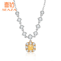 Xia Diamond Double Color 18K Gold Diamond Necklace Female Yellow Diamond Set Chain Fashion Color Gold Pendant Temperament choker Gift