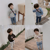 Baby sweater round neck Korean version 2021 new spring and autumn boys tide baby fake two coat foreign style