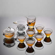 Glass tea set set household Japanese simple transparent kung fu tea cup teapot whole set of electric pottery stove making tea set