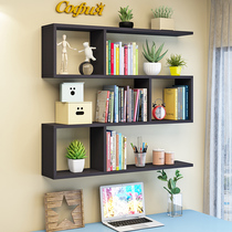 Bookshelf wall hanging wall wall shelf storage creative grid wall shelf non-perforated shape bookshelf hanging