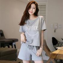 Summer pyjamas Two sets of thin ladies pure cotton cute short sleeves Students Leisure loose can be outworn Korean version Home Residence Clothes