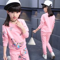 5 to 6 to 7 girls 8 Spring little girls 12 Western style two-piece suit 10 Autumn clothes 11 years old wear 13 tide