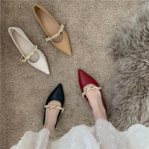 ITSK shoes womens single shoe style flat bottom pointed soft bottom lined with gentle bean-bean shoes ladyshoe