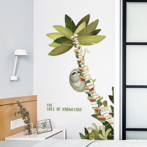 Bedroom green plant wall decorations wall stickers cute sloth door stickers room rental house renovation small pattern stickers