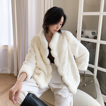 Mink fur fur 2021 Winter new import Goose Down Whole Mink Fur Coat Short Fur Coat White Fur Coat White