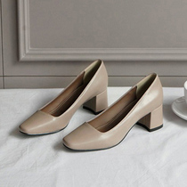 Rough Heel Single Shoe Woman 2022 Autumn Winter New Fashion Inglém Wind Square Head Career Working Womens Shoes High Heel Heels