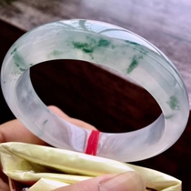 Natural ice jade bracelet jade bracelet womens transparent circle floating flower Myanmar old pit jade