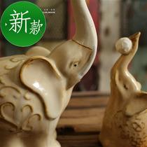 (City Shore) 2015 new elephant cute ceramic ornaments 1 pure handmade home ornaments