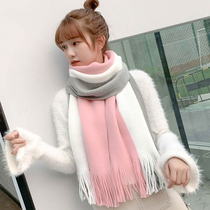 Scarf Korean female Joker Winter ins Girls Cute Wool Knitting Students Autumn and Winter Warm Thick Japanese Bib