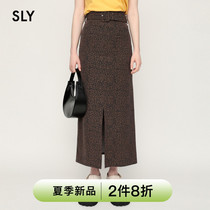 SLY2022 Summer new high waist belt front open fork bag glutes in half-body dress 030FSA31-3200