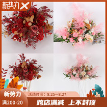  New wedding fog road leading flower simulation floral wedding shopping mall hotel decoration catwalk wrought iron rectangular flower device