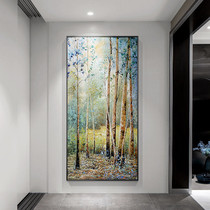 Hand painted oil painting white birch tree decoration painting Living room Xuan Entrance Aisle Veranda Modern Minima Light Luxury Woods Hanging