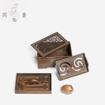 Qingsong Tang Su Working Bronze Stove Famous Hu Qingsong Red Copper Mini-Rectangular Smoked Stove Hand retro Fragrant Seal of Incense Seal