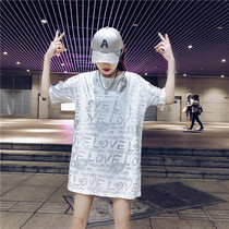 Europe and the United States tide brand 2021 summer new white short sleeve T-shirt women foreign style ins loose long net red clothes