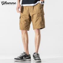 Summer new mens tooling shorts loose straight trendy Joker casual Joker five-piece pants mens thin