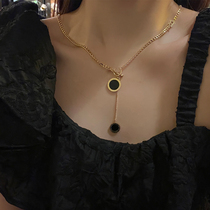 Personality Design Long Black Necklace Niche Pendant High-quality Titanium Steel Does Not Fade Neck Chain Clavicle Chain Accessories