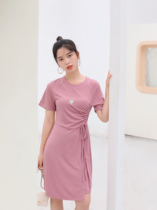 Seven quantity one cut small dress summer new pink mosaic love embroidery drawstring T-shirt skirt 435