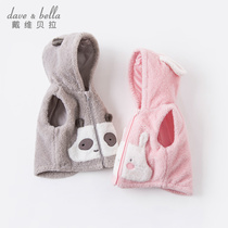 David Bella boys and girls horse winter wear new baby kids cartoon hoodless sleeveless shoulders childrens vest