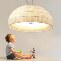  Ju Shang simple dining room chandelier Dining room dining table lamp Nordic modern living room Bedroom study semicircular fabric chandelier