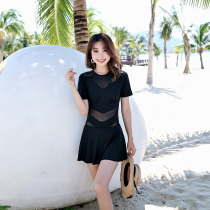 Swimsuit female summer cover belly thin conservative 2021 New Korean black sexy big size skirt style one-piece swimsuit