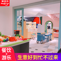 Parent-child restaurant simulation kitchen equipment Indoor childrens park Family toys Wooden simulation cabinet facilities