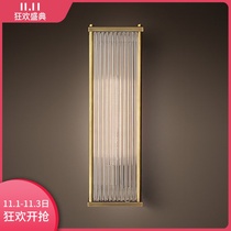 Post-modern light luxury rectangular glass rod wall lamp American simple living room dining room bedroom aisle corridor wall lamp