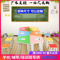 Primary and secondary school students desks and chairs kindergarten tutoring class training table color double combination childrens painting art table