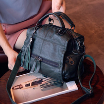 Tide Cards Streaming Soda bag Women 2021 new Korean version Soft leather casual handbag 100 lap single shoulder inclined satchel locomotive bag