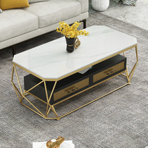 Light extravagant modern tea table small family type living room minimalist Nordic rectangular home table rock plate extremely minimalist side several free of installation