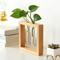 Desktop Solid Wood Hydroponic Ornament New Chinese Desk Tea Table Green Solid Wood Tube Flower Interposer Plant Decoration Flower Insert