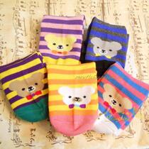 Beibei high quality childrens socks childrens boys and girls spring and autumn cotton socks) cute bear short socks 3-5 6-8 9-12 years old