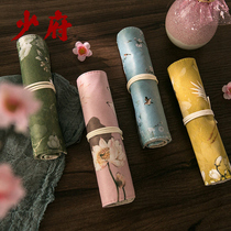 Traditional Chinese style pencil case female retro style creative roller curtain literary crane Chinese style scroll high school student stationery box