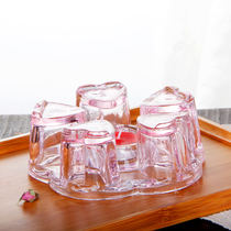 Glazed Heat Resistant Glass Tea Set Flower Teapot Heating Base Teapot Bottom Candle Stove Insulated Stove Pink Heart-shaped Base