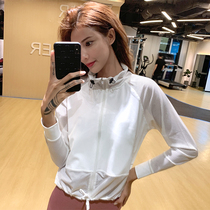 Fitness girl handsome mesh sports jacket loose running speed dry blouse for casual zipper yoga long sleeve autumn