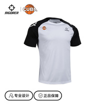 (CUBA sponsorship)Quasi-short-sleeved summer mens crew neck loose large size running basket breathable quick-drying sports T-shirt